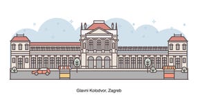 Перемещение Хорватия - Vector линия иллюстрация Glavni Kolodvor, Загреба иллюстрация вектора Перемещение Хорватия - Vector линия иллюстрация Glavni Kolodvor, Загреба иллюстрация вектора